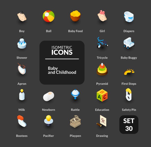 颜色图标设置在平面等距图片下载