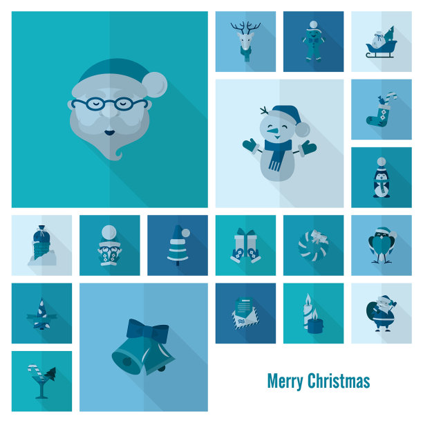 圣诞节和冬天的图标收藏图片下载