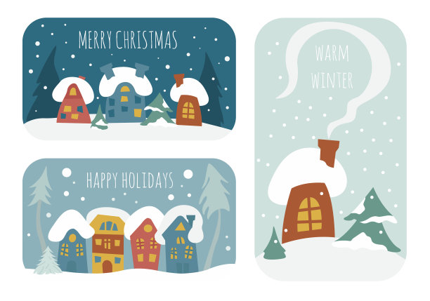 可爱的寒假贴纸图标设置元素图片下载