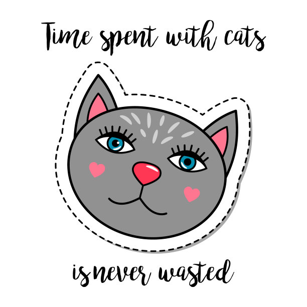 时尚补丁元素灰猫图片下载