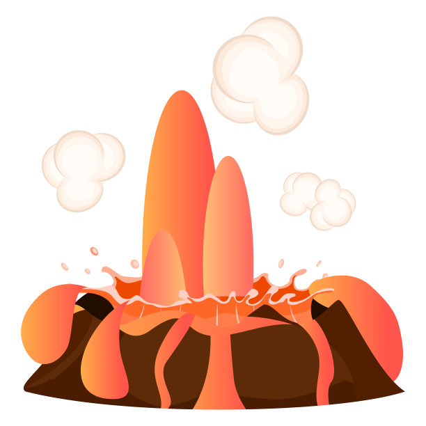 强烈的流出物，炽热的熔岩，白云图片下载