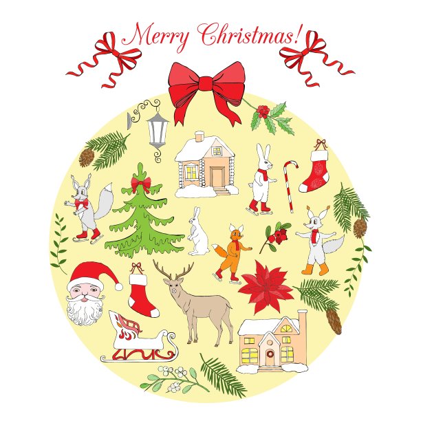 圣诞装饰手绘元素图片下载