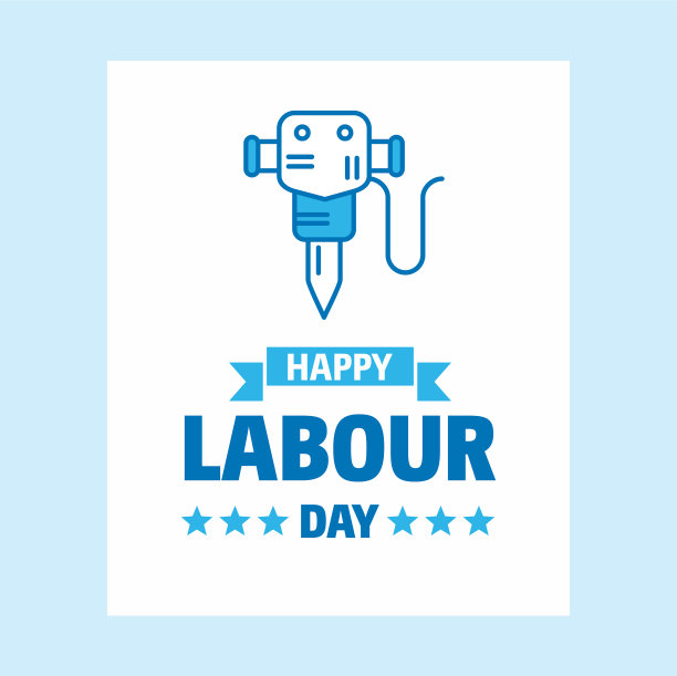 以白色和蓝色为主题的劳动节快乐设计图片下载