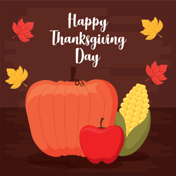 感恩节南瓜配苹果和棒子图片下载