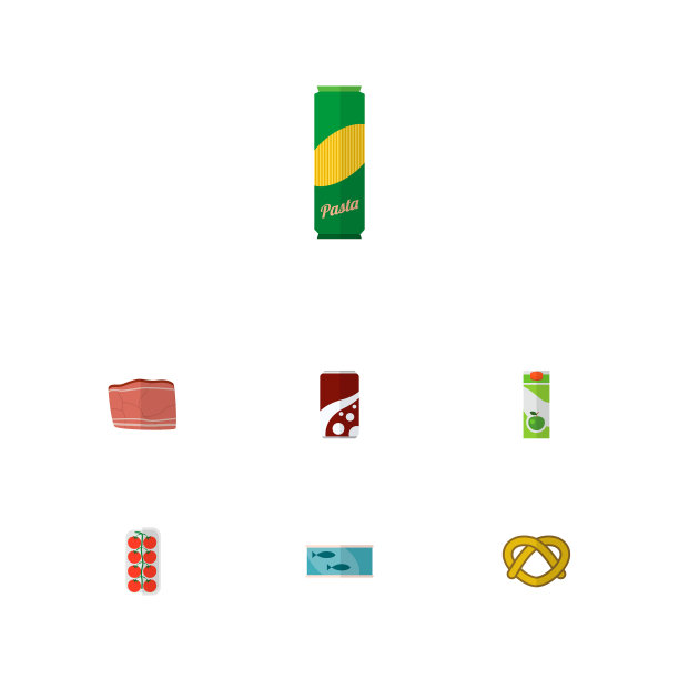 图标扁平的食品套装罐头鱼爱苹果图片下载