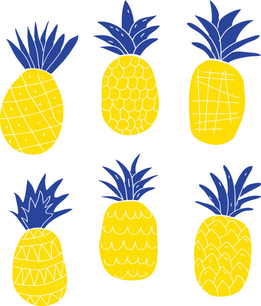 一套彩色抽象菠萝图片下载