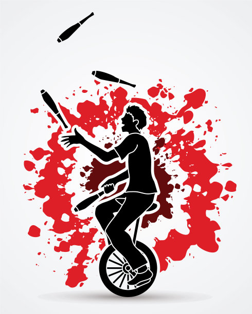 一个男人在骑自行车的时候玩杂耍图片下载