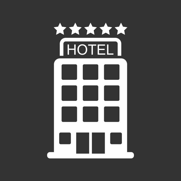 酒店图标孤立在黑色背景简单图片下载