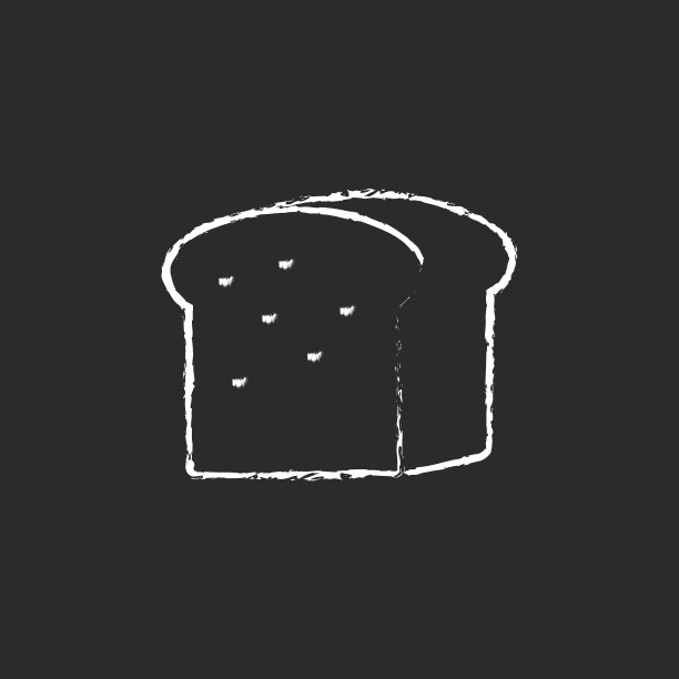 一半的面包用粉笔画的图标图片下载