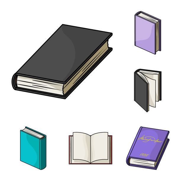 书装帧卡通图标在集合为图片下载