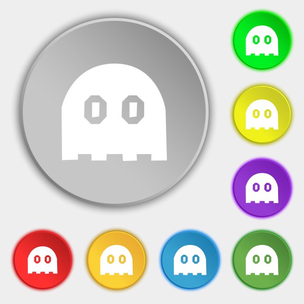 幽灵图标标志标志上八个平面按钮图片下载