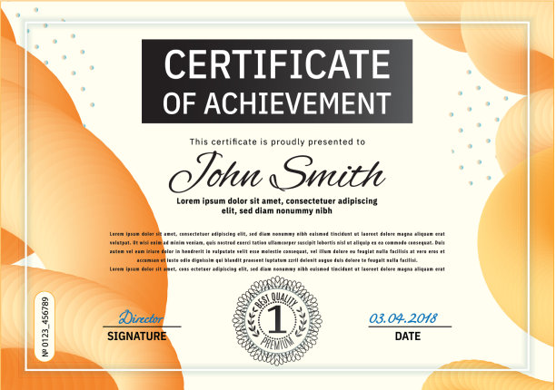 官方橙色证书和蓝色橙色图片下载