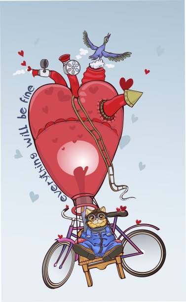 可爱的猫谁飞气球的形式图片下载