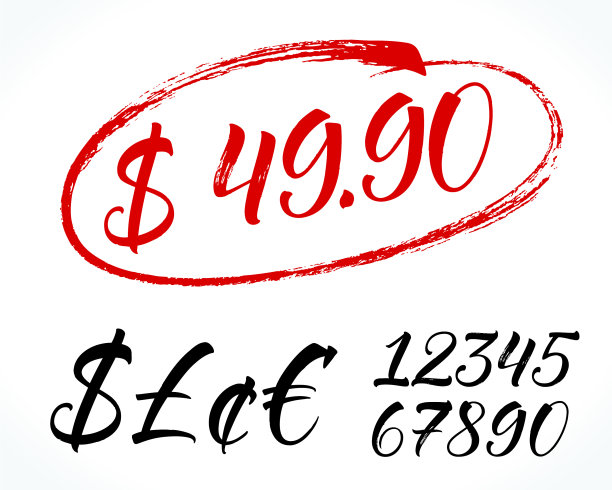 数字和货币字母图片下载