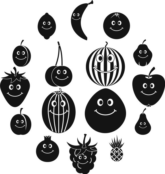 微笑的水果图标设置简单的风格图片下载