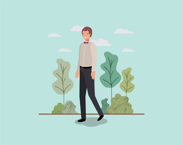 优雅的商人在公园散步图片下载