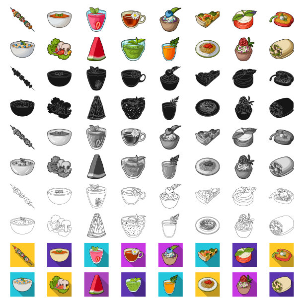 素菜卡通图标集合图片下载