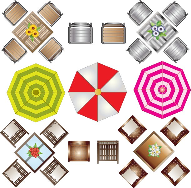 室外家具顶视图设置2景观图片下载