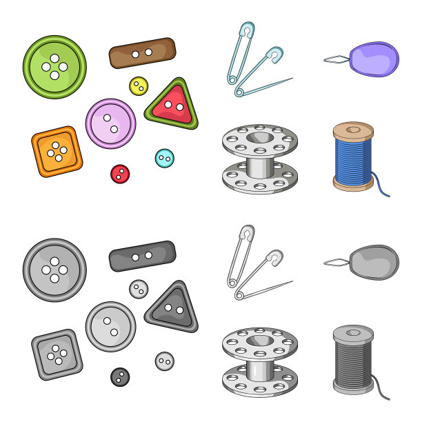 纽扣、针、卷、线、缝纫或裁剪图片下载