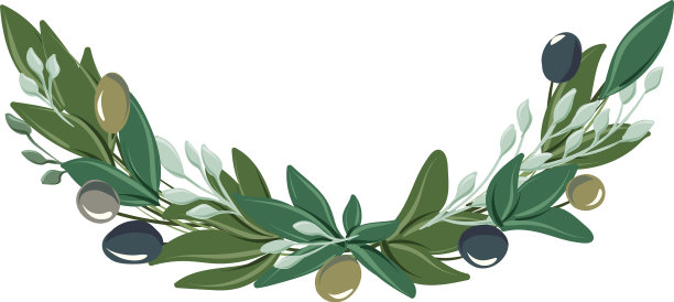 半圆形的花环，上面有橄榄叶和橄榄图片下载