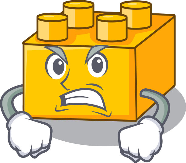 愤怒的积木少年孤立在卡通上图片下载