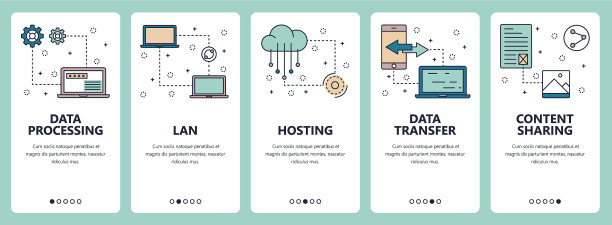 线条艺术网页和移动应用程序模板集图片下载