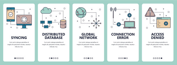 线条艺术网页和移动应用程序模板集图片下载