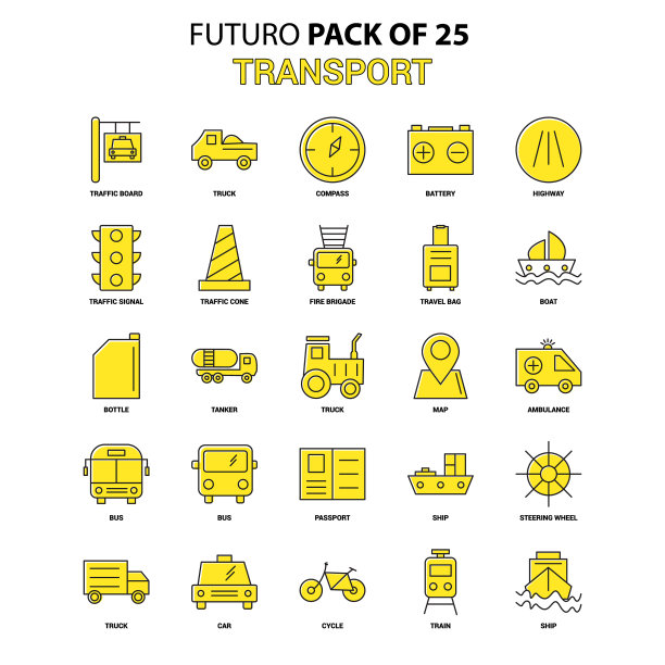 交通图标设置黄色未来最新设计图片下载
