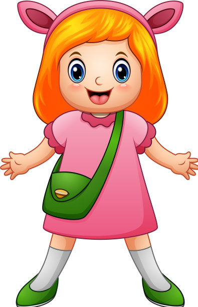 可爱的女孩戴着兔耳朵图片下载