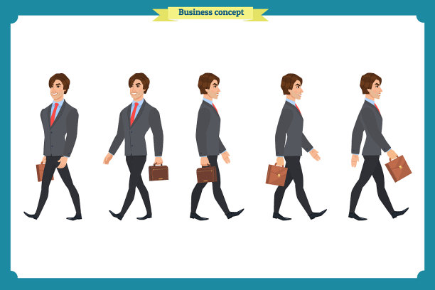 收藏一套行走和跑步的商人图片下载