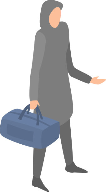 穆斯林无家可归的女人与袋子图标等距图片下载