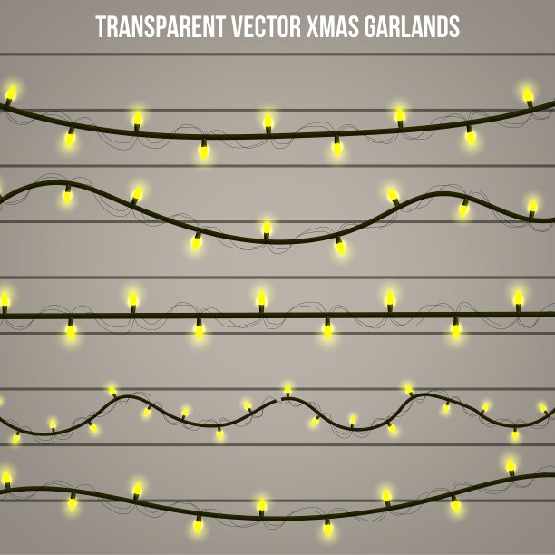 抽象创意圣诞花环灯孤立图片下载
