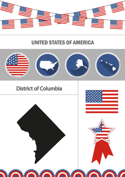 哥伦比亚特区地图平面设计图片下载