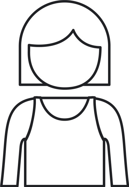 单色剪影的女孩半身和图片下载