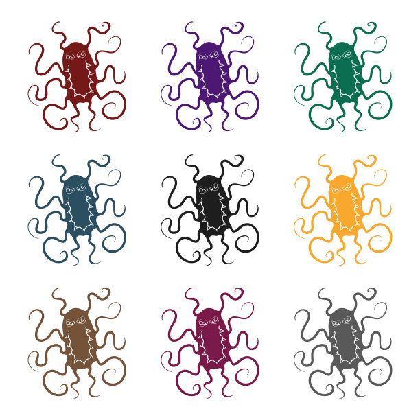 黑色样式的红色病毒图标在白色上隔离图片下载