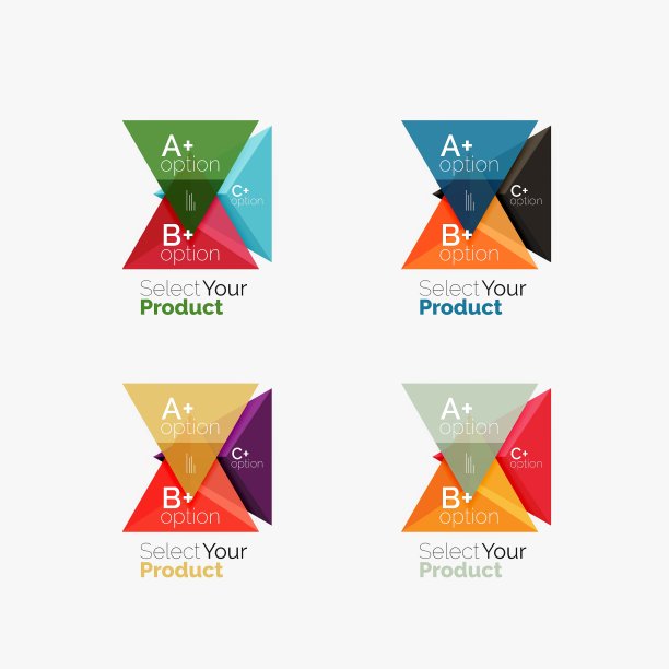 一套三角形选项信息图布局图片下载