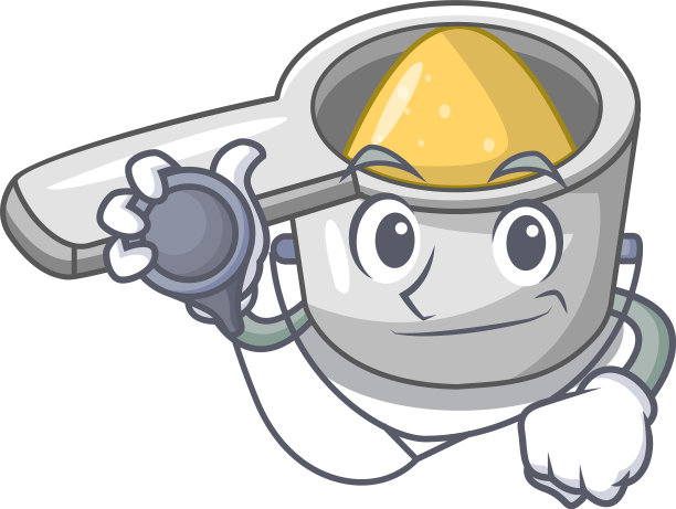 医生钢测量勺子在卡通桌子图片下载