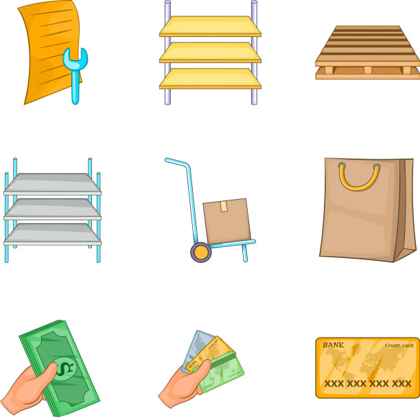 建筑修复图标设置卡通风格图片下载