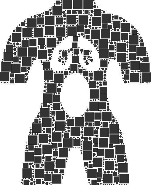 人体解剖学正方形和圆形的马赛克图片下载