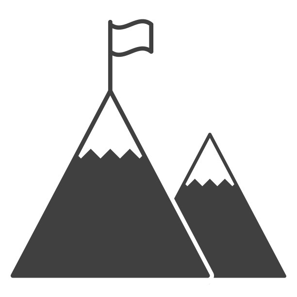 最高山峰上的旗帜图标图片下载