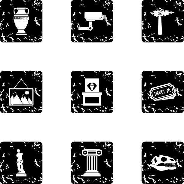 呆在博物馆的图标设置垃圾摇滚风格图片下载