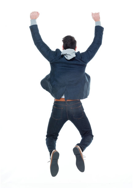 白人男性商人在白色背景的办公室穿着夹克图片下载