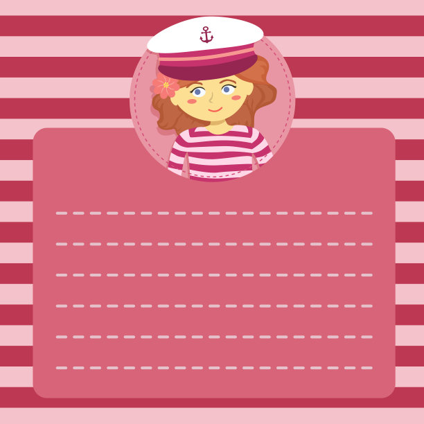 可爱的船长水手女孩备忘录笔记问候卡图片下载