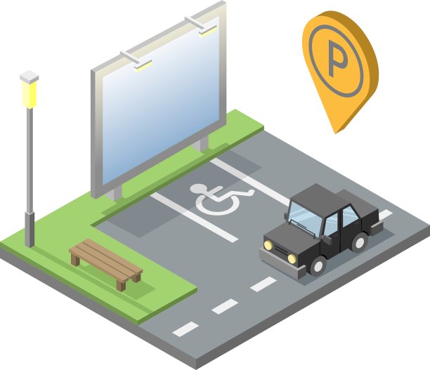 等距停车场与广告牌图片下载
