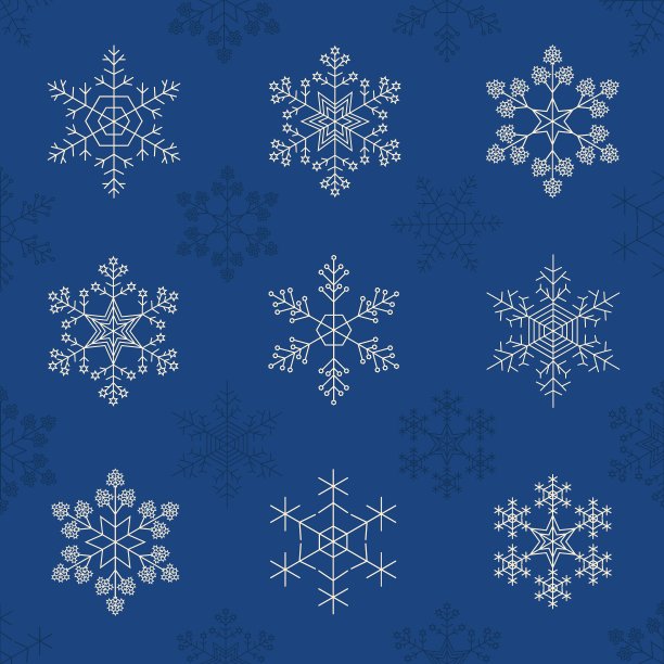 雪花图标设置复古的轮廓版本图片下载