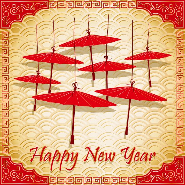 抽象背景上的中国红伞图片下载