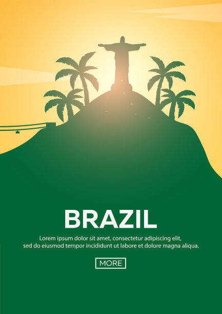 巴西地标剪影的旅游海报图片下载