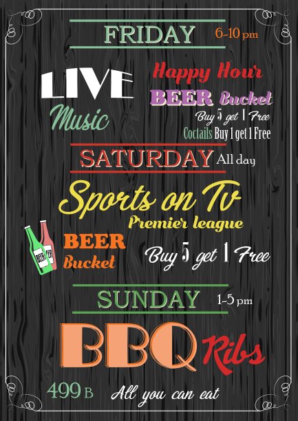 餐厅食物菜单设计与黑板图片下载