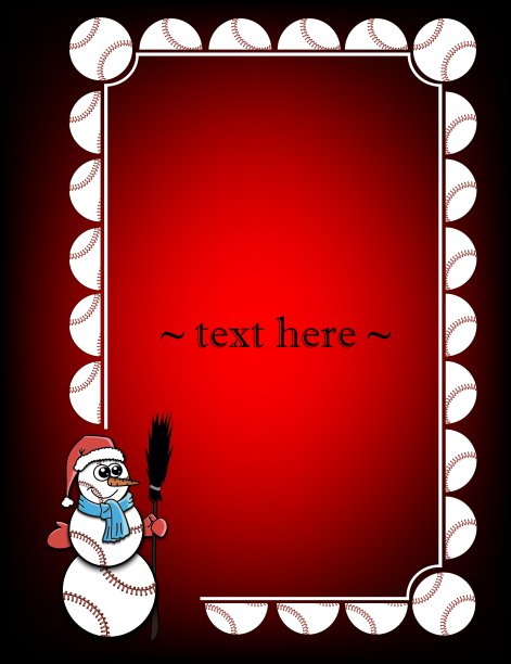 有棒球和雪人的框架图片下载