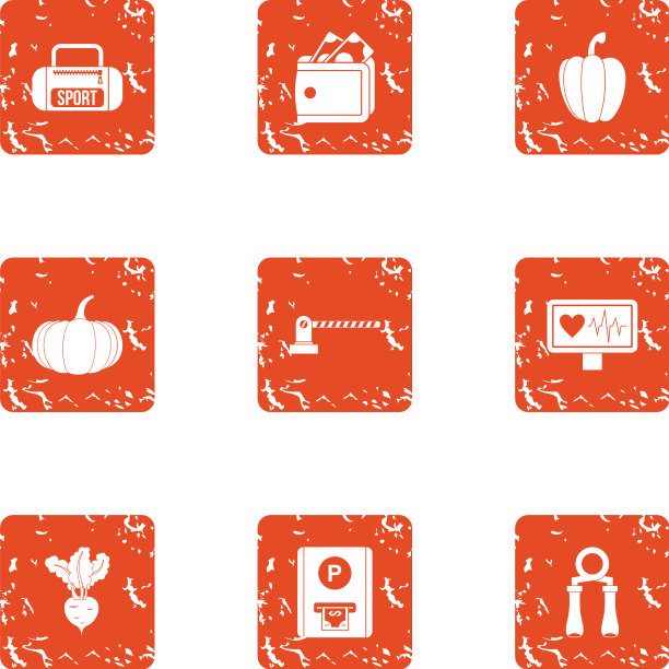 训练路线图标设置垃圾摇滚风格图片下载